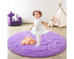 Rond paars tapijt - 120cm - Zacht, comfortabel, duurzaam, antislip, gemakkelijk schoon te maken