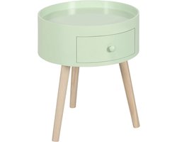 Rond Scandinavisch Design Salontafel met Lade en Taps Toelopende Poten