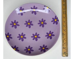 Rond schaaltje - Voor bonbons of sieraden - paars met bloemen print