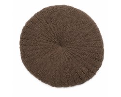 Rond Sierkussen Ø40 cm – Bruin – Teddy Bouclé Kussen – Zacht Decoratief Kussen – Gevuld – OEKO-TEX® Gecertificeerd