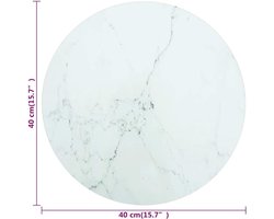 Rond Tafelblad - Glazen Topper - Tafel Verfraaien - Marmerlook Design - 40 cm Diameter - Wit