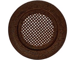 Rond Tafelbord - Decoratief Bord - Tafeldecoratie - Handgemaakt Rotan - Ø 32 cm - Bruin