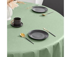 Rond Tafelkleed Afwasbaar - Tafelzeil PVC - Feest en BBQ - Gerecycled Materiaal 350g/m² - Diameter 140 cm - Saliegroen