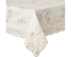 Rond Tafelkleed - Bloementafelkleed - Eettafel Decoratie - Duurzaam Polyester - 180 cm Diameter - Paars