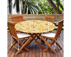 Rond Tafelkleed Elastisch - Tafelhoes Waterdicht - Eettafel Beschermen - Met Elastische Rand - 122 cm - Geel