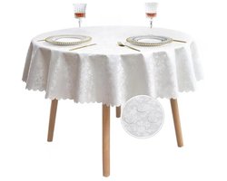 Rond Tafelkleed - Geolied Doek 350 g/m² Waterdicht - Voor Feestelijke Gelegenheden en Bijzettafels - Wit Ø 160 cm