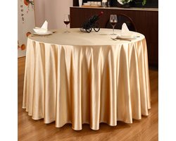 Rond Tafelkleed - Keukentafelkleed Tafeldecoratie - Eettafel Beschermen - Herbruikbaar Satijn - 190 x 190 cm - Champagne
