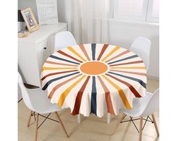 Rond Tafelkleed Ø140cm - Bedrukt Velvet Textiel - Zon kleuren - Tafelkleden - Tafellaken