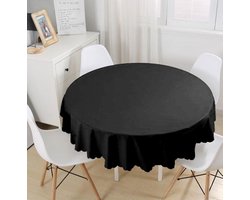 Rond Tafelkleed Ø140cm - De Groen Home - Velvet Textiel - Effen Zwart - Tafelkleed