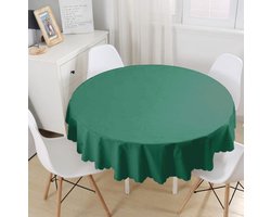 Rond Tafelkleed Ø140cm - Effen Donkergroen - Bedrukt Velvet Textiel - Tafelkleed - De Groen Home