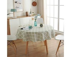 Rond tafelkleed, rond katoenen linnen bedrukt tafelkleed, vlekbestendig en stofdicht, wasbaar in de machine, geschikt voor familie eettafel tafelkleden, picknicktafel banket tafelkleden 120cm ColorH