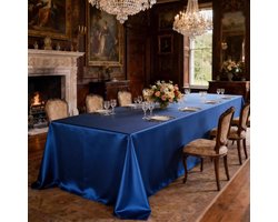 Rond Tafelkleed - Satijnen Kleed - Eettafel Versieren - Verdikte Gladde Stof - Diameter 180 cm - Blauw