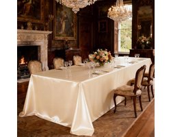 Rond Tafelkleed - Satijnen Kleed - Eettafel Versieren - Verdikte Gladde Stof - Diameter 200 cm - Champagne