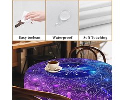 Rond Tafelkleed - Tafelhoes Afveegbaar - Bescherming Eettafel - Waterdichte Coating - 150 cm Rond - Paars Patroon