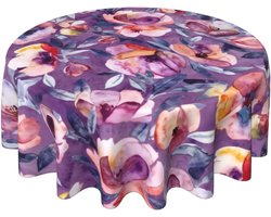 Rond Tafelkleed - Tafelhoes Bloem - Eettafel Decoratie - Vlek- en Kreukbestendig - 152 cm - Paars
