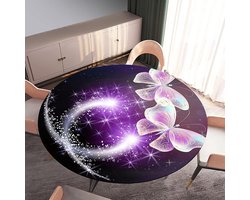 Rond Tafelkleed - Tafelhoes Elastisch - Bescherming Eettafel - Waterdicht Vlekbestendig - 90 cm - Paars