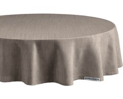 Rond Tafelzeil Linnenlook Taupe Ø138cm - Tafelkleed Afwasbaar - Kunststof