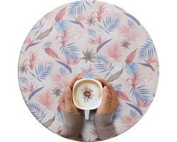 Rond Tafelzeil - Ø 140 cm - Tropical - roze