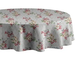 Rond Tafelzeil Vintage Bloemenprint Ø138cm - Tafelkleed Afwasbaar - Kunststof