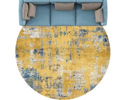 Rond Tapijt - Vloerkleed Decoratie - Woonkamer Aankleden - Zacht Laagpolig - 120 cm - Blauw Grijs