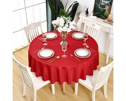 Rond, vlekbestendig tafelkleed, 148 cm in diameter, waterdicht polyester tafelkleed met linnenstructuur, geschikt voor eettafels, restaurants en cafés, rood, Φ148 cm.