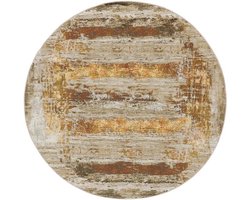 Rond Vloerkleed - Binnen Buiten Tapijt - Terras en Tuin - UV- en Waterbestendig - Ø 200 cm - Goud Multi