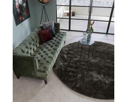 Rond vloerkleed in bruine kleursamenstelling