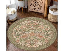 Rond Vloerkleed - Klein Tapijt - Woonkamer Decoratie - Laagpolig Wasbaar - ø 80 cm - Groen