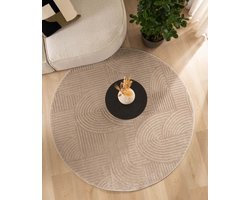 Rond vloerkleed Scandinavisch - Contour Bend beige 100 cm
