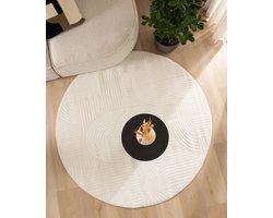 Rond vloerkleed Scandinavisch - Contour Bend crème 100 cm