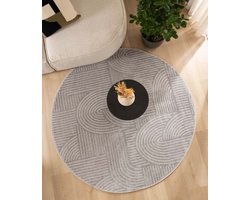 Rond vloerkleed Scandinavisch - Contour Bend grijs 100 cm
