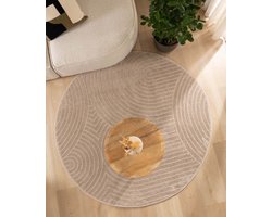 Rond vloerkleed Scandinavisch - Contour Curve beige 250 cm rond