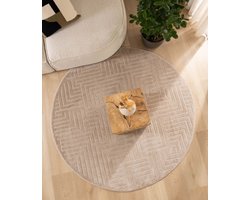 Rond vloerkleed Scandinavisch - Contour Gem beige 100 cm rond