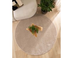 Rond vloerkleed Scandinavisch - Contour Leaf beige 100 cm rond