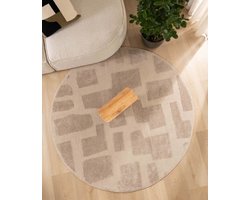 Rond vloerkleed Scandinavisch - Contour Stone beige 100 cm