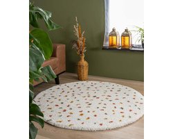 Rond vloerkleed stippen - Artisan wit/multi 80 cm