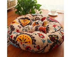 Rond vloerkussen (45x45 cm) — Rond zitkussen geschikt voor meditatie, kantoorgebruik en slapen | Wasbaar | Hoes van katoen en linnen