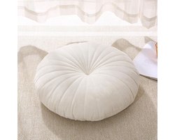 Rond vloerkussen - comfortabel en stijlvol - 1 stuk - beige - fluweel - 45,7 cm