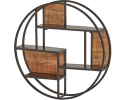 Rond wandrek mangohout & metaal 'Black level'