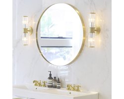 Rond Wandspiegel 60 cm met Gouden Metalen Frame – Spiegel - Stijlvol en Duurzaam, Perfect voor Woonkamer, Hal, Badkamer of Slaapkamer