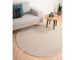 Rond wollen vloerkleed Lett - wit/beige 300 cm