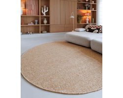 Rond wollen vloerkleed - Silvull cognac 120 cm