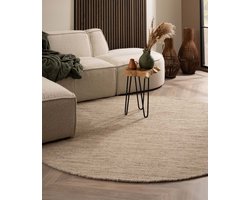 Rond wollen vloerkleed - Ulstein naturel/grijs 150 cm