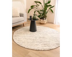 Rond wollen vloerkleed - Ulstein wit/zwart 350 cm