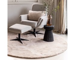 Rond Zacht Hoogpolig Vloerkleed Lux Beige / Taupe - Rond 240 Ø - (XXL)