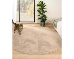 Rond zacht vloerkleed - Plush beige 200 cm rond