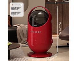 Ronde 20L prullenbak met veilige deksel en wielen, bestand plastic, comfortabele grep, compact ontwerp, geurbeheersing, ideaal voor keuken, kantoor, woonkamer, rood.