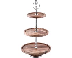 Ronde 3-laagse houten cupcaketafel 50 cm - Vintage etagère als tafeldecoratie
