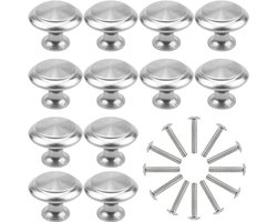 Ronde 30mm Matte Zilveren Kastknoppen, Aluminium Knoppen voor Lades en Deuren, Inclusief Schroeven voor Meubelaccessoires, 12 Stuks