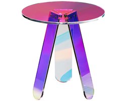 Ronde Acryl Bijzettafel - Multifunctionele Salontafel voor binnen en buiten - Maximale Belasting 10 kg - Eenvoudige Installatie